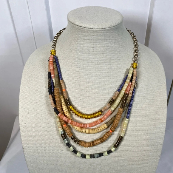 Loft Multicolor Multistrand Beaded Statement Necklace - Picture 1 of 4